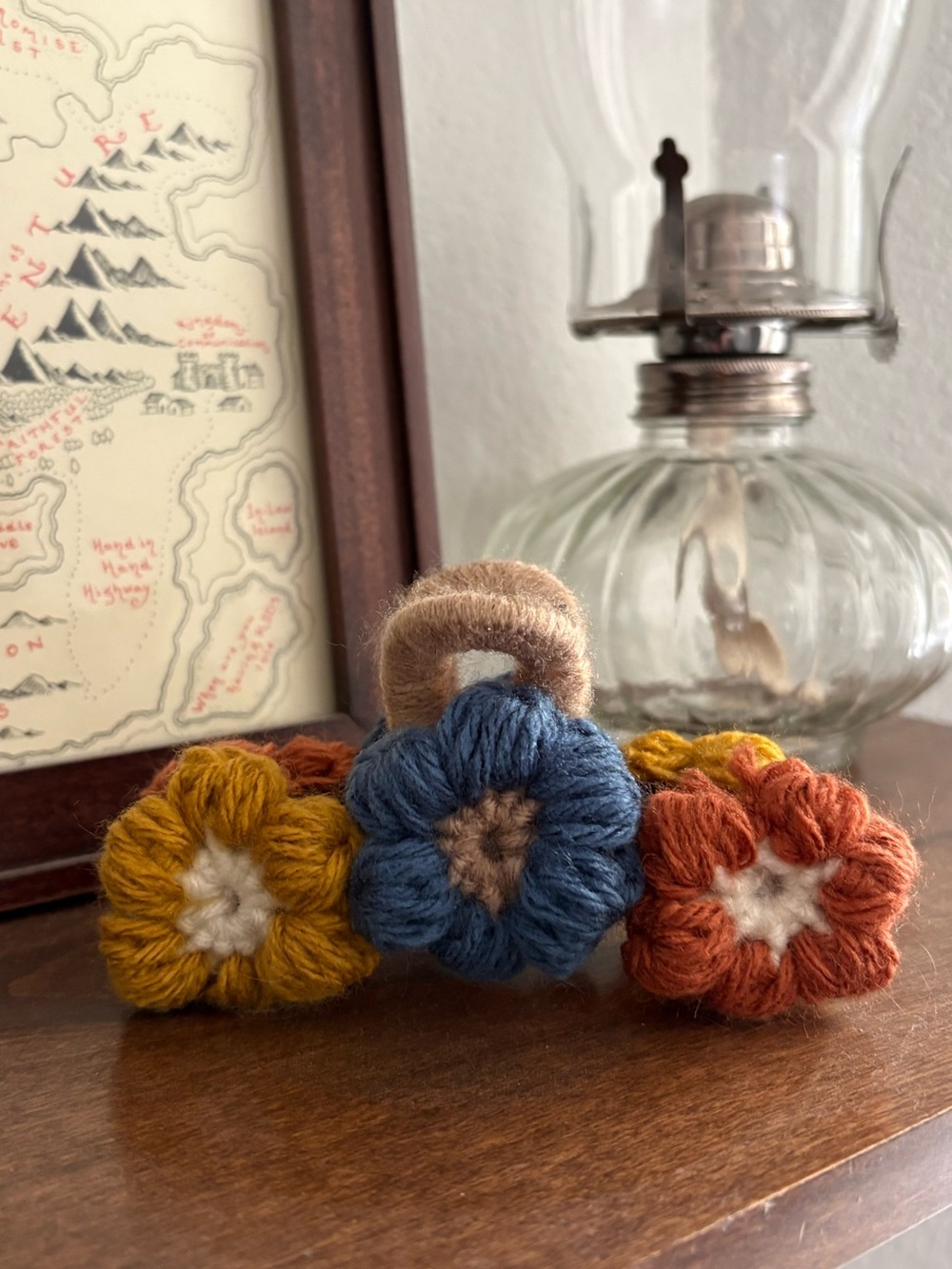 Flower Hair Clip, Fall flowers, Handmade Crocheted